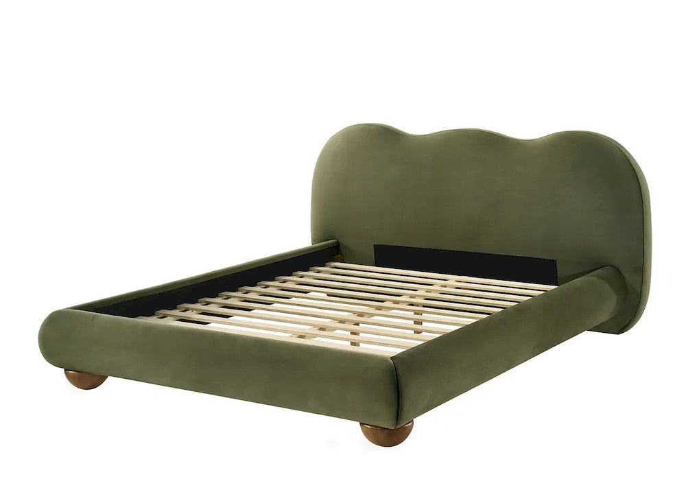 Furniture of America - Finamore - Queen Bed, Olive Green Velvet - FM72005GR-Q-BED view 3