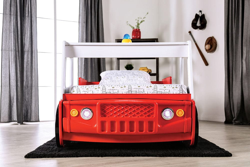 Furniture of America - Firestall Twin Bed in Red - CM7644-BED View 3