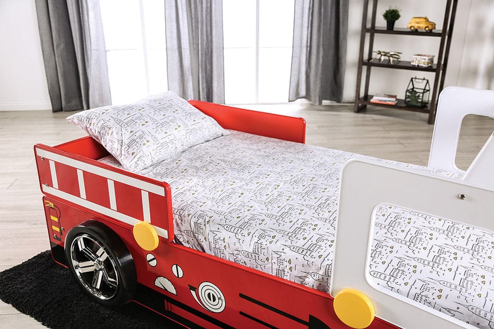 Furniture of America - Firestall Twin Bed in Red - CM7644-BED View 5