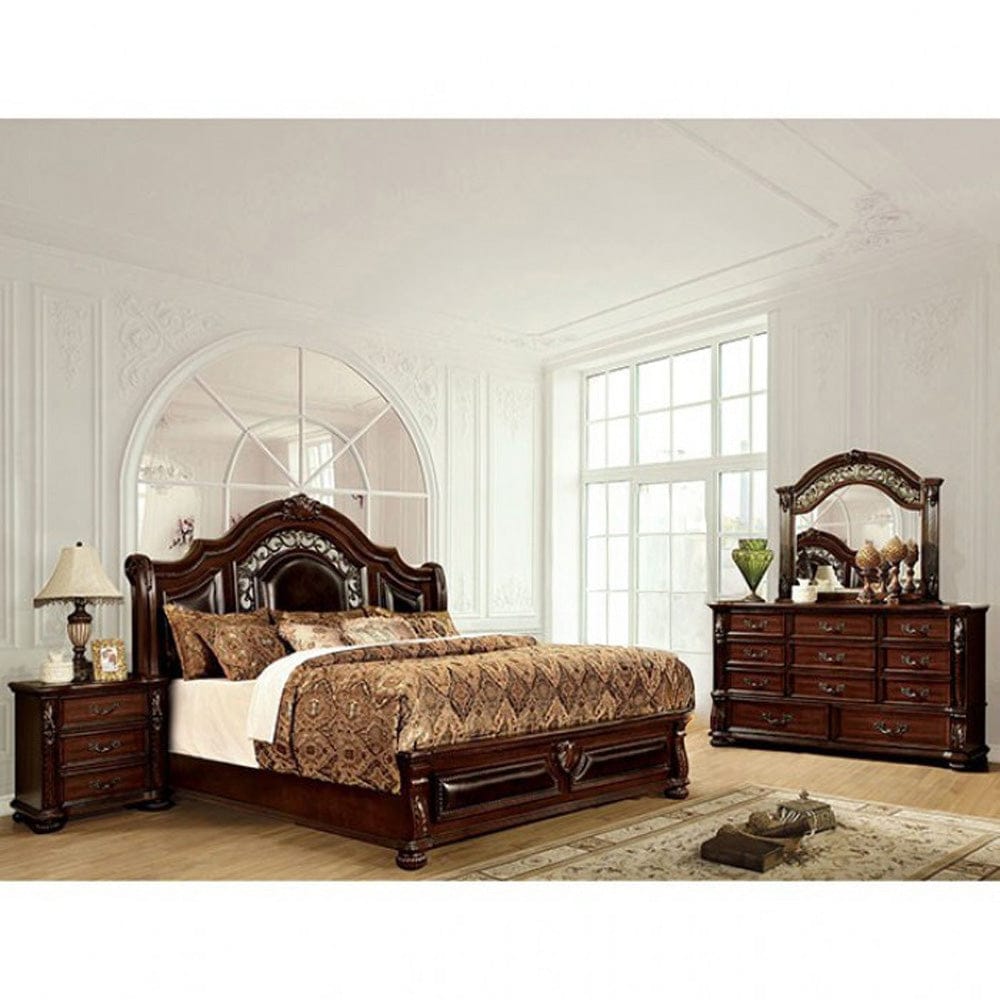 Furniture of America - Flandreau 4 Pc. Queen Bedroom Set in Brown Cherry/Espresso - CM7588Q-4PC