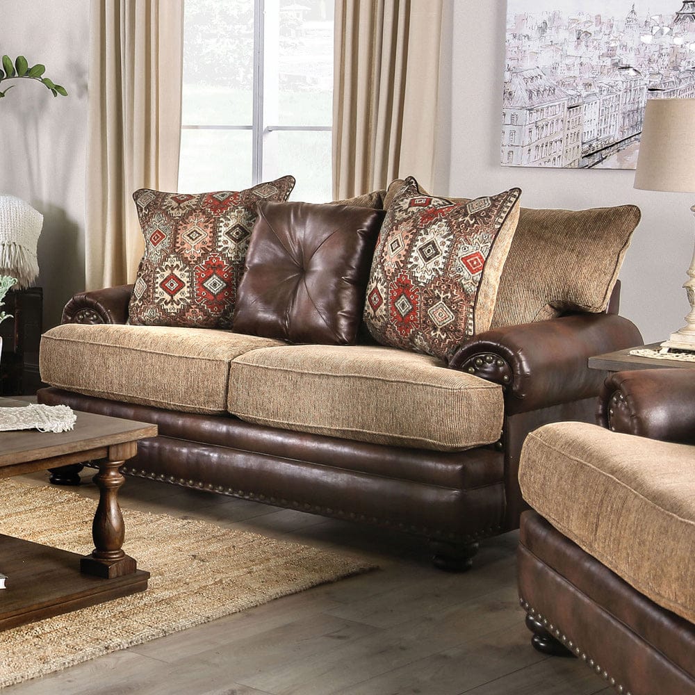 Furniture of America - Fletcher Loveseat in Brown/Tan - SM5148-LV View 1