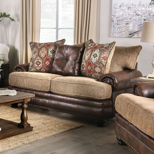 Furniture of America - Fletcher Loveseat in Brown/Tan - SM5148-LV View 1