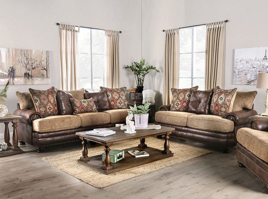 Furniture of America - Fletcher Sofa + Loveseat in Brown/Tan - SM5148-2PC View 1