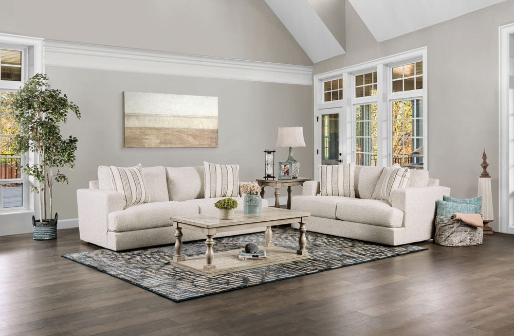 Furniture of America - Flintshire Sofa + Loveseat in Beige - SM1210-2PC View 1