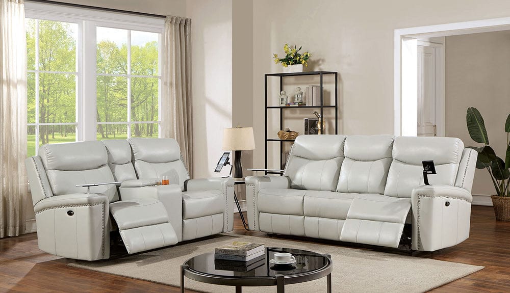 Furniture of America - Florine Power Sofa + Loveseat in Light Gray - CM6252LG-PM-2PC View 1