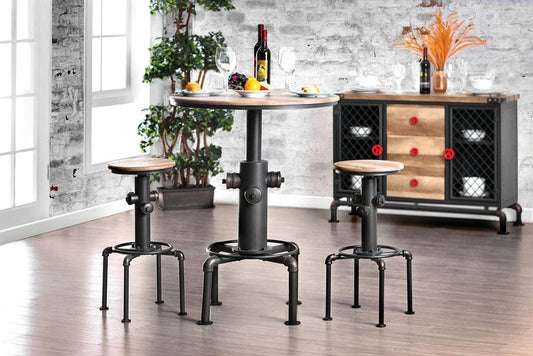 Furniture of America - Foskey 3 Pc. Bar Table Set in Antique Black, Natural Tone - CM3367BT-3PC View 1