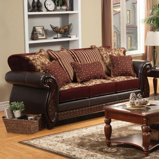 Furniture of America - Franklin Sofa in Burgundy/Espresso - SM6107N-SF View 1