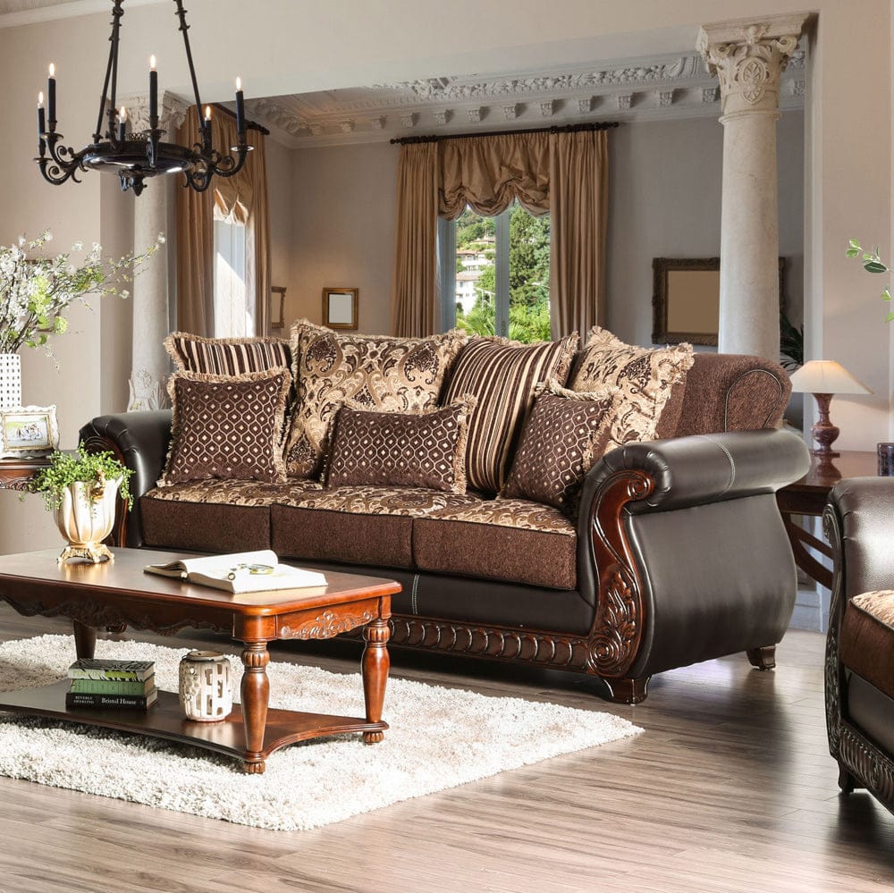 Furniture of America - Franklin Sofa in Dark Brown/Tan - SM6106N-SF View 1