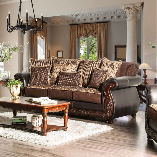Furniture of America - Franklin Sofa in Dark Brown/Tan - SM6106N-SF View 1