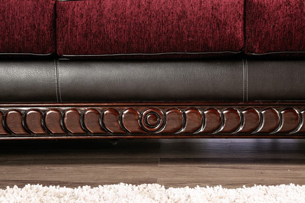 Furniture of America - Franklin Sofa + Loveseat in Burgundy/Espresso - SM6107N-2PC View 3