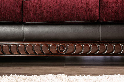 Furniture of America - Franklin Sofa + Loveseat in Burgundy/Espresso - SM6107N-2PC View 3