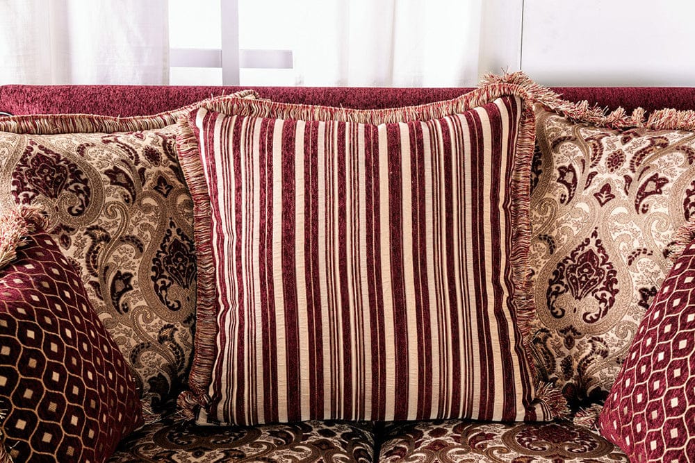 Furniture of America - Franklin Sofa + Loveseat in Burgundy/Espresso - SM6107N-2PC View 7