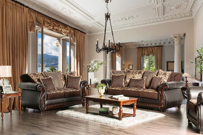 Furniture of America - Franklin Sofa + Loveseat in Dark Brown/Tan - SM6106N-2PC View 1