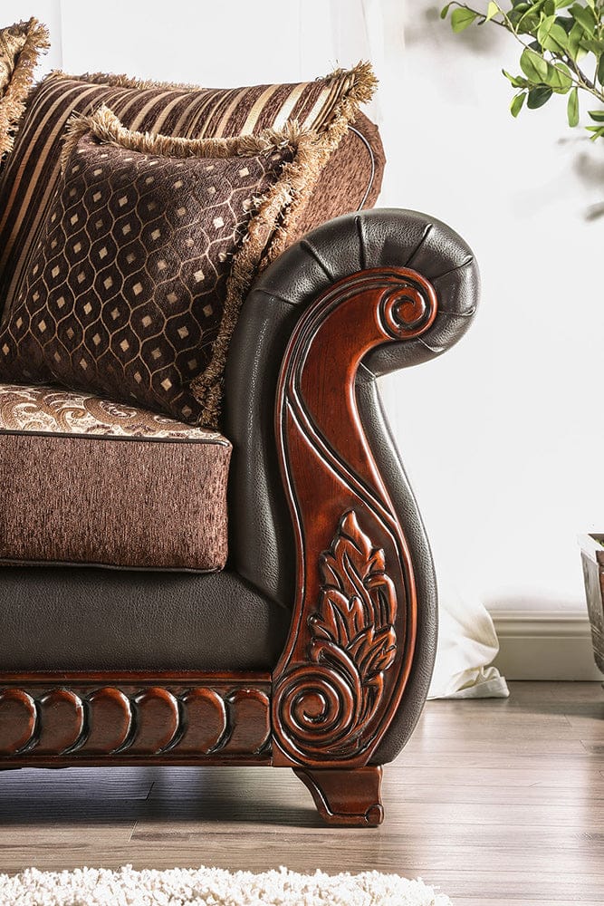 Furniture of America - Franklin Sofa + Loveseat in Dark Brown/Tan - SM6106N-2PC View 2