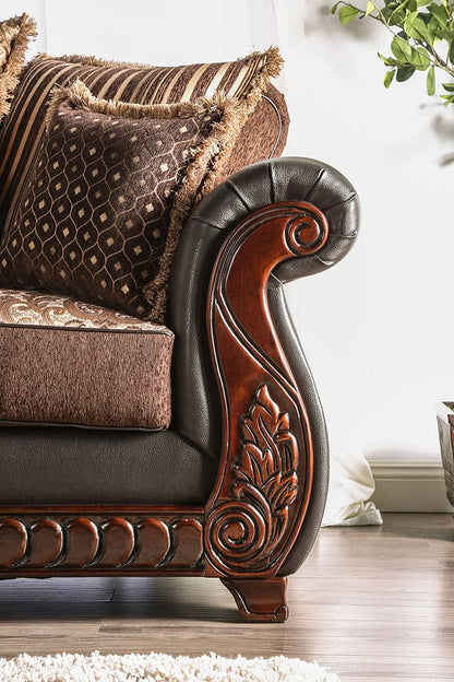 Furniture of America - Franklin Sofa + Loveseat in Dark Brown/Tan - SM6106N-2PC View 2