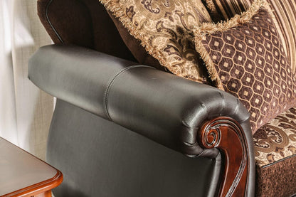 Furniture of America - Franklin Sofa + Loveseat in Dark Brown/Tan - SM6106N-2PC View 3