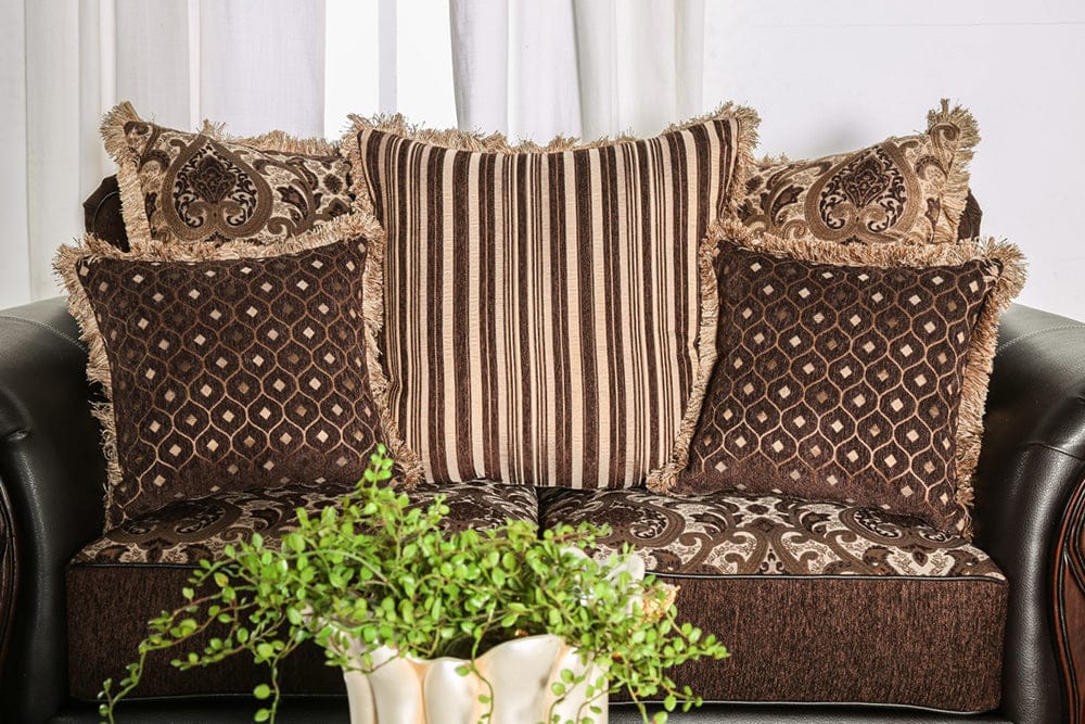 Furniture of America - Franklin Sofa + Loveseat in Dark Brown/Tan - SM6106N-2PC View 4