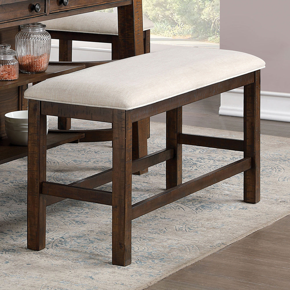 Furniture of America - Fredonia Counter Ht. Bench in Rustic Oak/Beige - CM3902PBN View 1