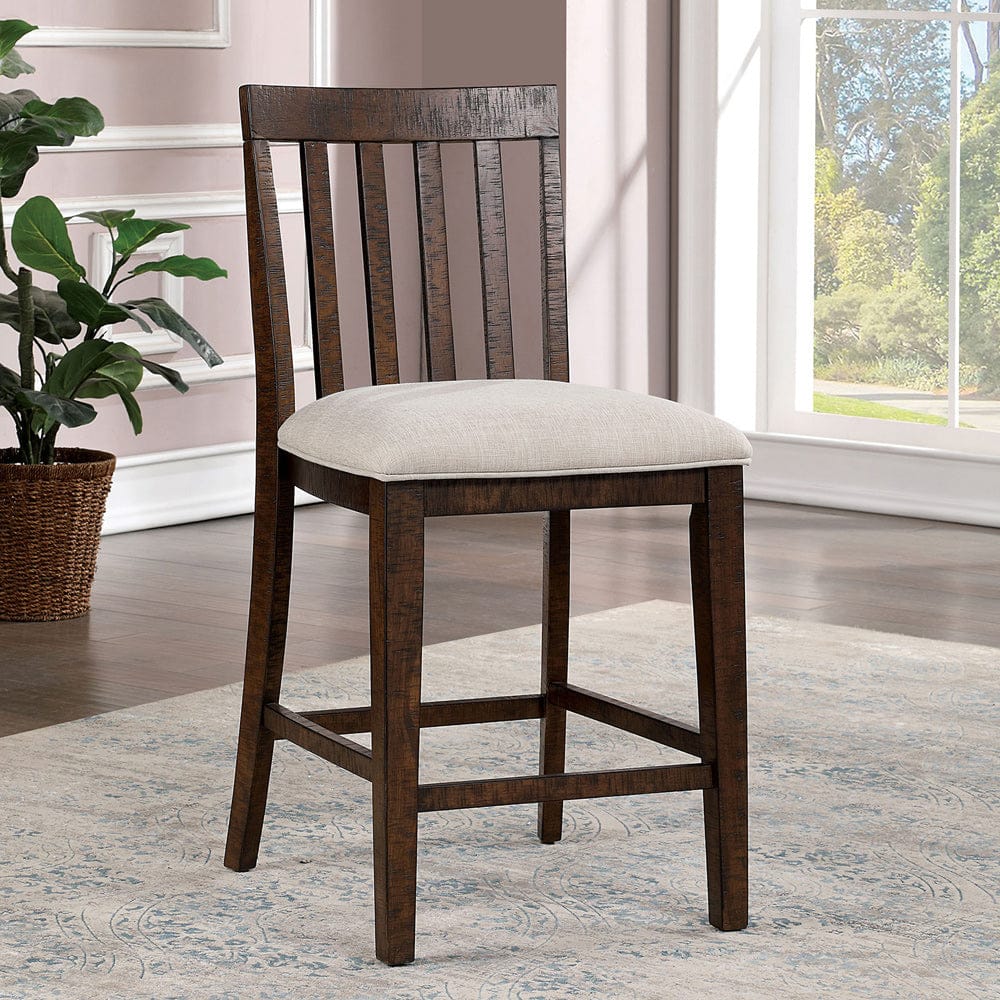 Furniture of America - Fredonia Counter Ht. Chair Set of 2 in Rustic Oak/Beige - CM3902PC-2PK View 1