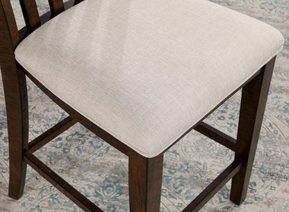 Furniture of America - Fredonia Counter Ht. Chair Set of 2 in Rustic Oak/Beige - CM3902PC-2PK View 2