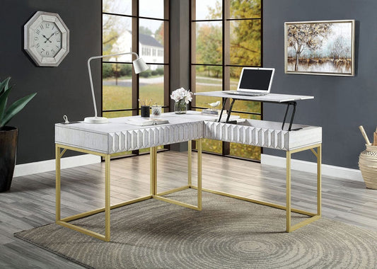 Furniture of America - Freiburg Corner Desk in Antique White - CM-DK406WH-PK View 1