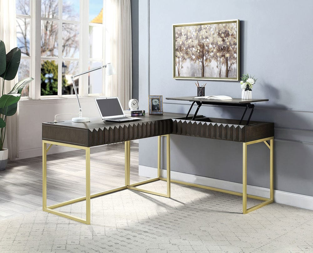 Furniture of America - Freiburg Corner Desk in Walnut - CM-DK406WN-PK View 1