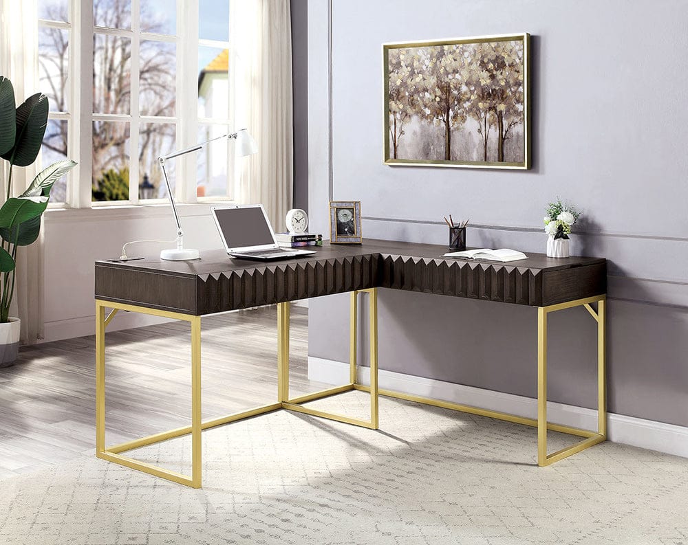 Furniture of America - Freiburg Corner Desk in Walnut - CM-DK406WN-PK View 2