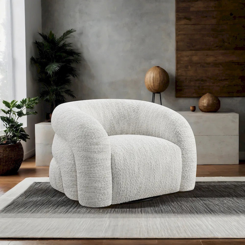 Furniture of America - Freja - Swivel Chair, Cotton White - FM-AC6003WH-SW view 2