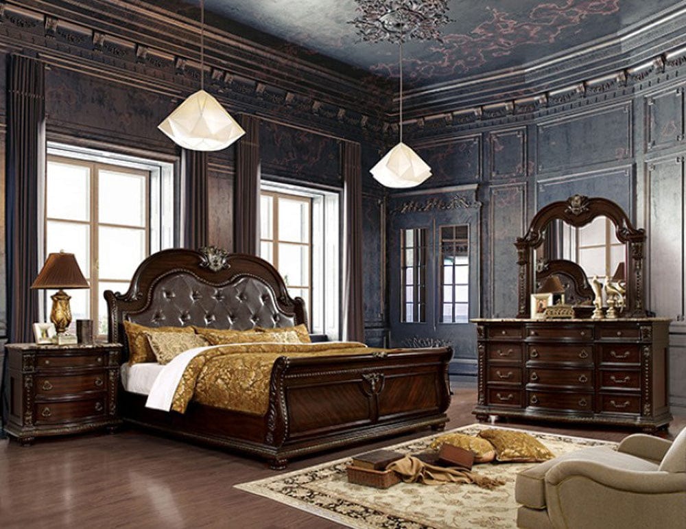 Furniture of America - Fromberg 4 Pc. Queen Bedroom Set in Brown Cherry - FM7670Q-4PC