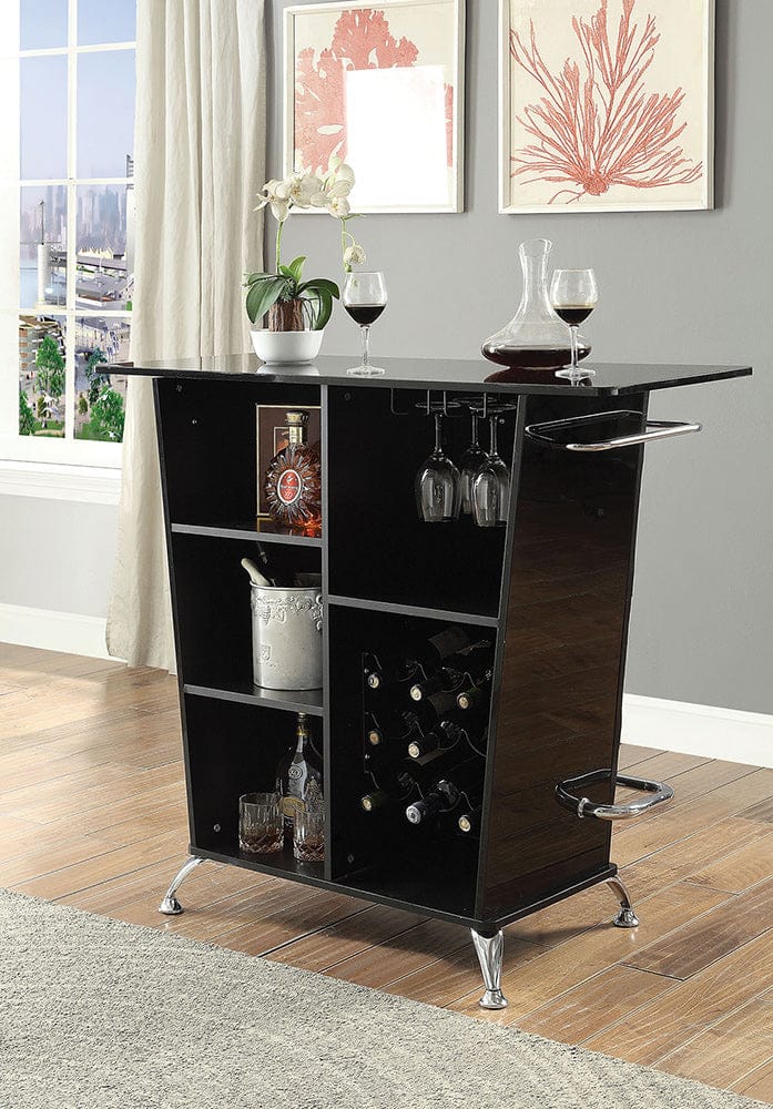 Furniture of America - Fuero Bar Table in Black/Chrome - CM-BT6464BK View 5