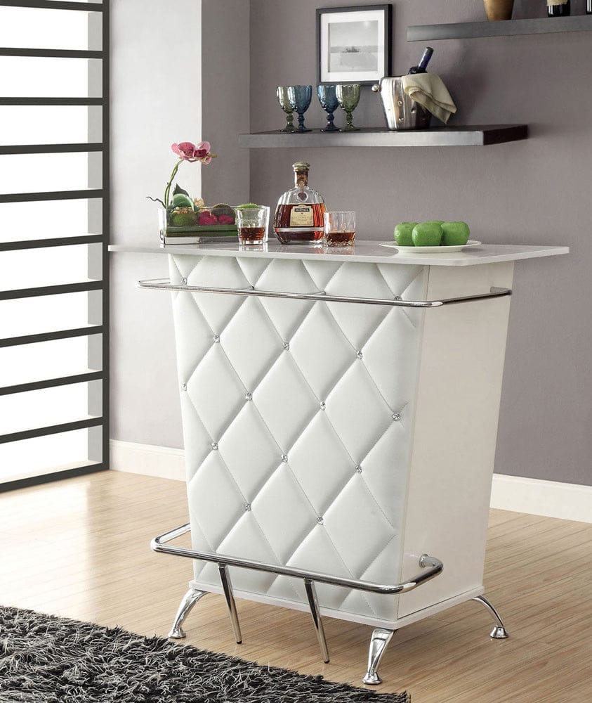 Furniture of America - Fuero Bar Table in White/Chrome - CM-BT6464WH View 1