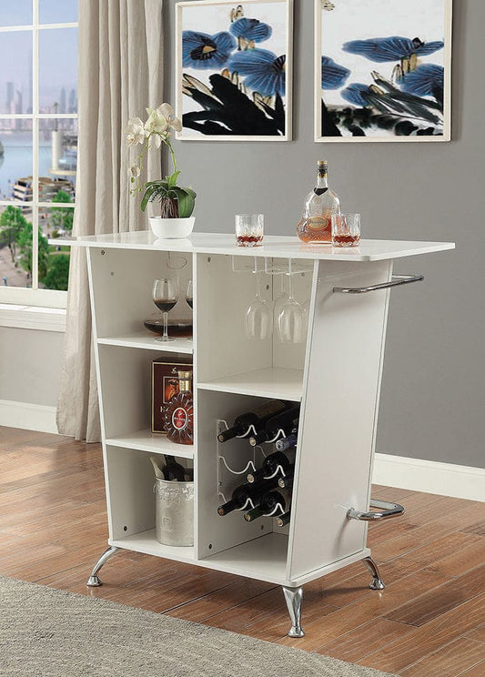 Furniture of America - Fuero Bar Table in White/Chrome - CM-BT6464WH View 2
