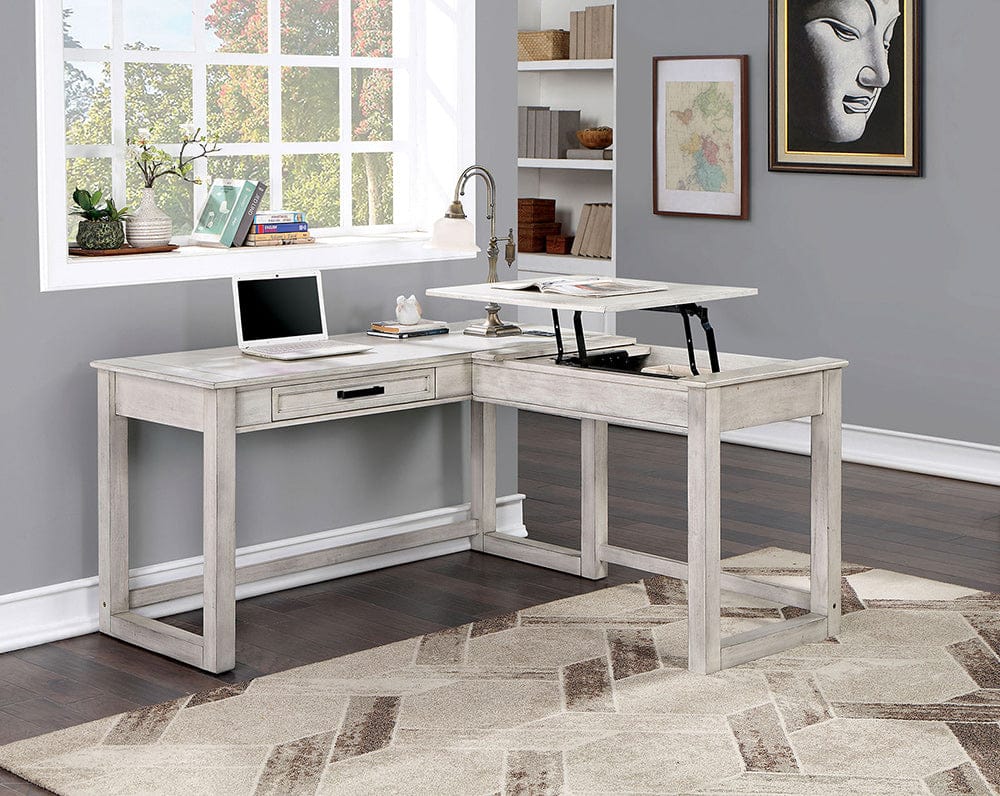 Furniture of America - Galarga Lift-top Corner Desk in Antique White - CM-DK418WH View 2