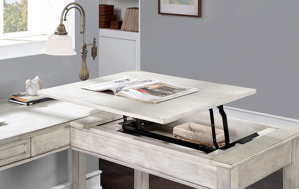 Furniture of America - Galarga Lift-top Corner Desk in Antique White - CM-DK418WH View 3