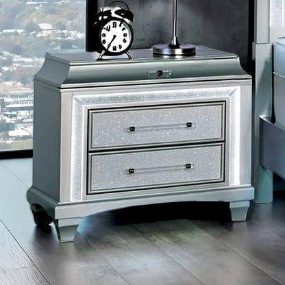 Furniture of America - Galea - Nightstand w/ LED - FM74006SV-N view 1