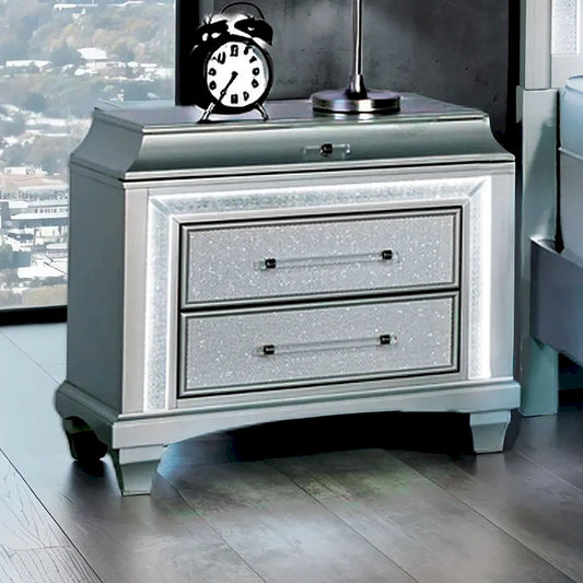 Furniture of America - Galea - Nightstand w/ LED - FM74006SV-N view 1