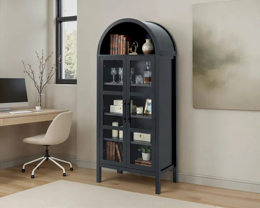 Furniture of America - Gateshead - Arched Cabinet - Black - SL-AC8001BK-3A view 1