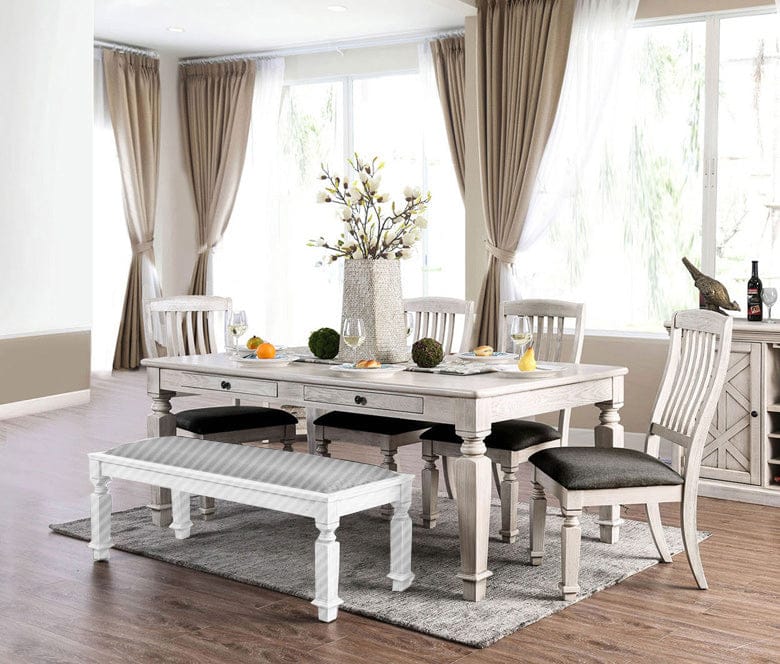 Furniture of America - Georgia 7 Pc. Dining Table Set in Antique White/Gray - CM3089T-7PC View 1