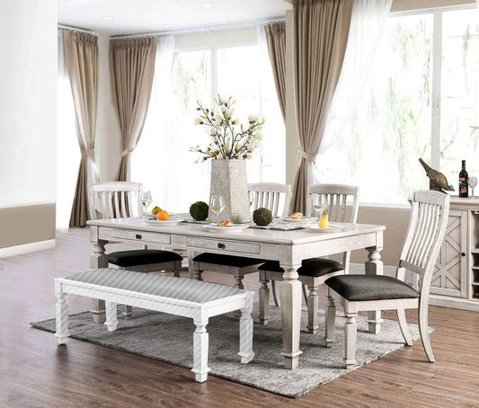 Furniture of America - Georgia 7 Pc. Dining Table Set in Antique White/Gray - CM3089T-7PC View 1