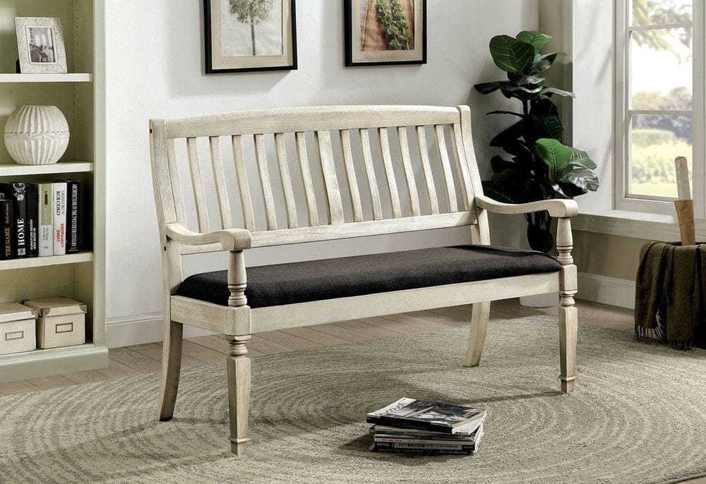 Furniture of America - Georgia Loveseat Bench in Antique White/Gray - CM3089LV View 1
