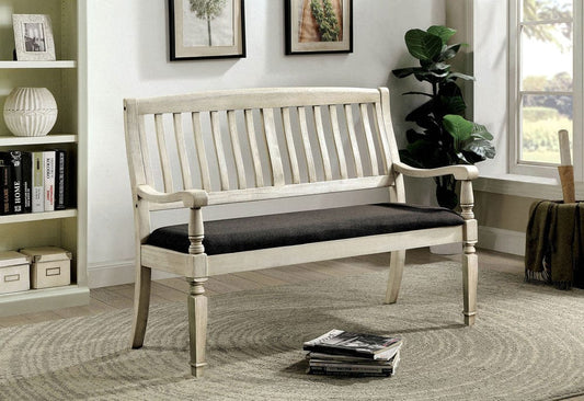 Furniture of America - Georgia Loveseat Bench in Antique White/Gray - CM3089LV View 1