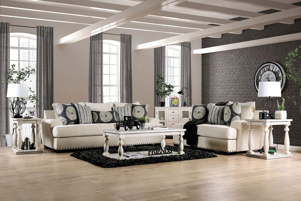 Furniture of America - Germaine Sofa + Loveseat in Ivory - SM1283-2PC View 1