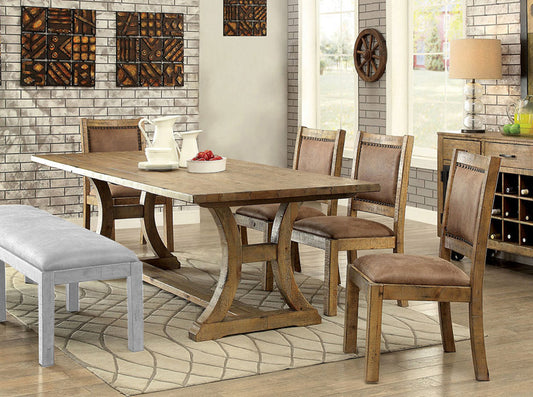 Furniture of America - Gianna 9 Pc. Dining Table Set (w/ 2 Wingback Chairs) in Rustic Pine/Brown - CM3829T-3829F-9PC View 1