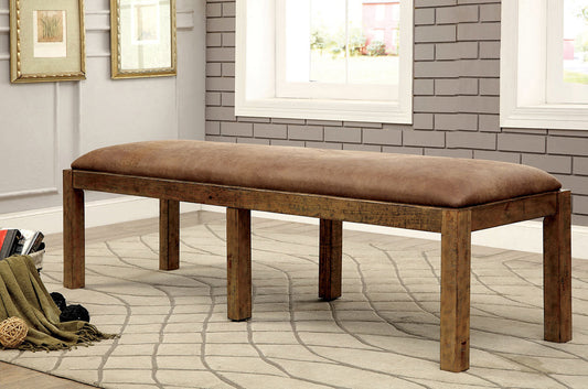 Furniture of America - Gianna Fabric Bench in Rustic Oak/Brown - CM3829BN View 1