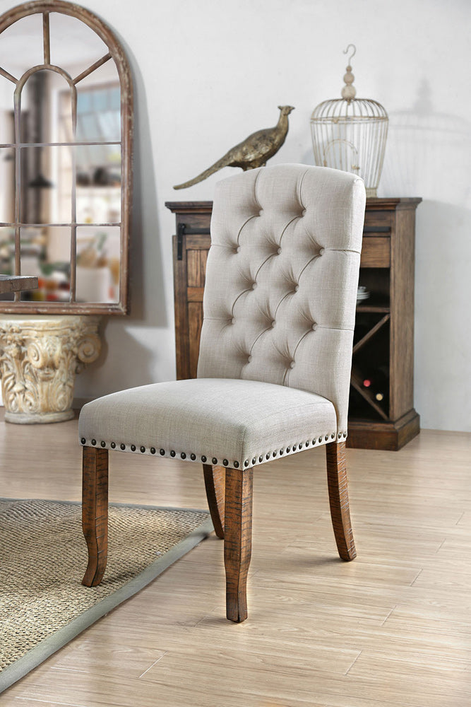 Furniture of America - Gianna Side Chair Set of 2 in Rustic Oak/Ivory - CM3829F-SC-2PK View 1