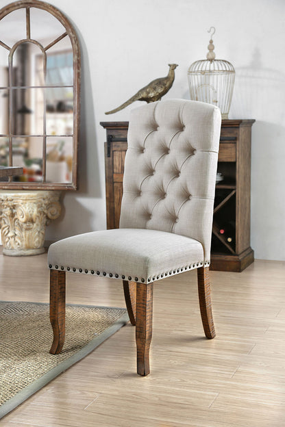 Furniture of America - Gianna Side Chair Set of 2 in Rustic Oak/Ivory - CM3829F-SC-2PK View 1