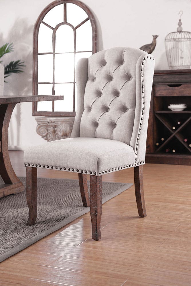 Furniture of America - Gianna Wingback Chair Set of 2 in Rustic Oak/Ivory - CM3829F-SCW-2PK View 1