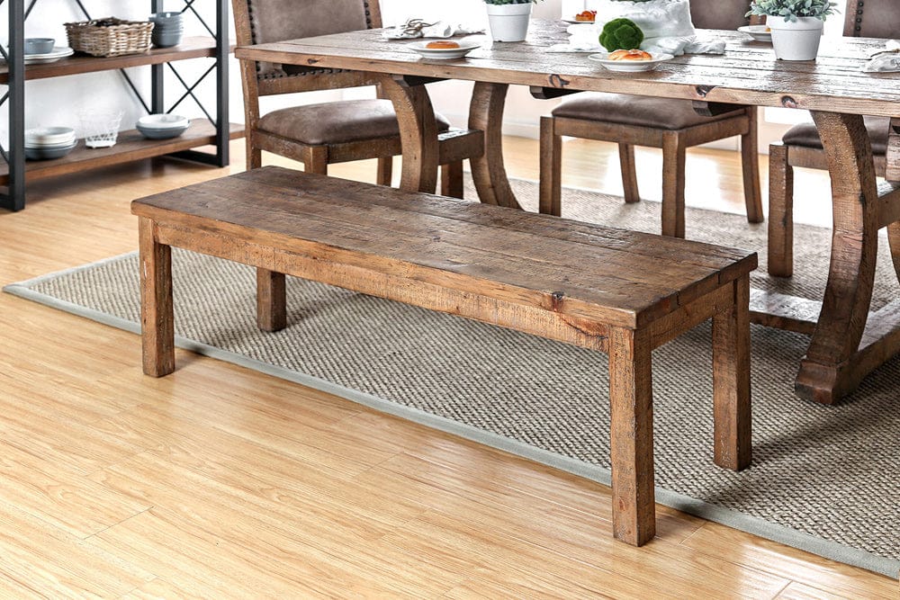 Furniture of America - Gianna Wooden Bench in Rustic Oak - CM3829BN-W View 1