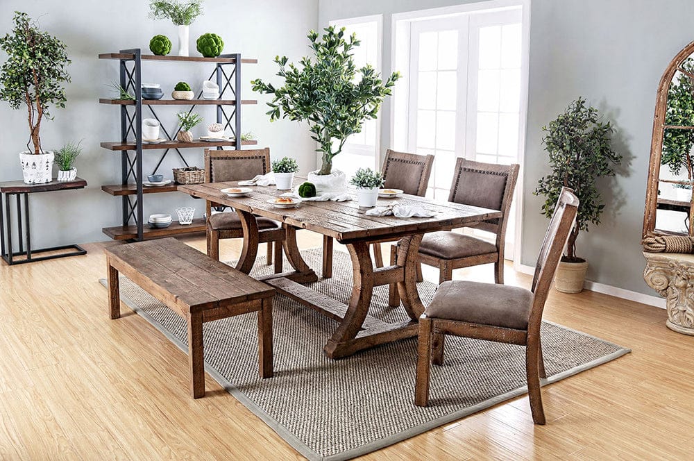 Furniture of America - Gianna Wooden Bench in Rustic Oak - CM3829BN-W View 2