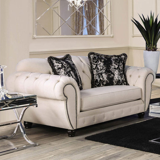 Furniture of America - Gilda Loveseat in Beige/Black - SM2292-LV View 1